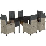  7-dijelni vrtni blagovaonski set od poliratana s jastucima sivi | shoptok.hr