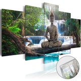  Slika na akrilnom staklu - Buddha and Waterfall [Glass] 200x100 | shoptok.hr