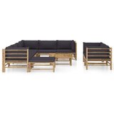 Maison Chic Seti vrtnega pohištva - Vrtna garnitura s temno sivimi blazinami 10-delna bambus, (21796558) | Shoptok.si