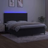 vidaXL Krevet box spring s madracem LED crni 160x200 cm baršun | shoptok.hr