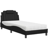The Living Store Postelja z vzmetnico črna 90x200 cm umetno usnje - Postelja, (21611665) | Shoptok.si