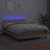  box spring madrac LED cappuccino 140x200cm umjetna koža | shoptok.hr
