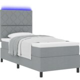vidaXL Krevet s podnicom s madracem i LED svjetlom sivo 90x200 cm Tkanina | shoptok.hr
