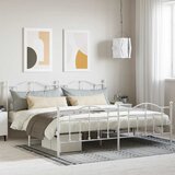  Metalni okvir kreveta uzglavlje i podnožje bijeli 200x200 cm | shoptok.hr