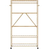  Stalak za odjeću s policama i kotačima 110x40x180 cm bambusa | shoptok.hr