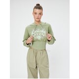 Koton Crop Sweatshirt with a Hooded Slim Fit Printed Corset Look. | Shoptok.si