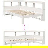  Krevet s regalom z knjige bez madraca bijeli 100x200cm borovina | shoptok.hr