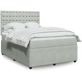 vidaXL Box spring postelja z vzmetnico svetlo siva 140x200 cm žamet | Shoptok.si