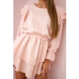Kesi Dress with vertical ruffles light powder pink | shoptok.hr