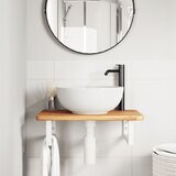  Zidna polica za umivaonik od čelika i masivne hrastovine Smeđa 60 x 40 x 2.5 cm | shoptok.hr