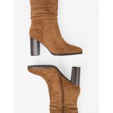 Shelvt Caramel ankle boots with ruffled upper and heel | Shoptok.si