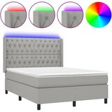  Krevet box spring s madracem LED svjetlosivi 140x190 cm tkanina | shoptok.hr