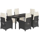  The Living Store Vrtna jedilna garnitura 7-delna z blazinami črna poli ratan - Vrtna Jedilna Garnitura, (21460991) | Shoptok.si
