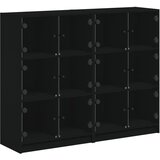 Maison Chic Knjižna omara - Knjižni regal z vrati črna 136x37x109 cm inženirski les, (21725049) Cene