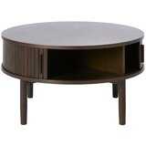 Unique Furniture Okrogla klubska mizica v hrastovem dekorju v temni naravni barvi ø 85 cm Meta – | Shoptok.si