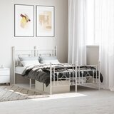  Metalni okvir kreveta uzglavlje i podnožje bijeli 120x200 cm | shoptok.hr