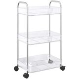 vidaXL Voziček za shranjevanje 3-nadstropna prozoren 37x28x68 cm akril | Shoptok.si