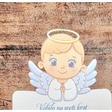  Vabilo za krst z izrezanim angelčkom, modro REK 01-01 | Shoptok.si