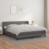vidaXL Box spring postelja z vzmetnico siva 180x200 cm umetno usnje | Shoptok.si