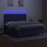 Krevet box spring s madracem LED plavi 160x200 cm od tkanine | shoptok.hr