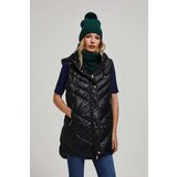 Marisse Quilted Vest With Hood And Zipper, Black Cene