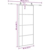  Klizna vrata s priborom crna 90 x 205 cm od ESG stakla | shoptok.hr