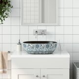 vidaXL nadpultni umivalnik črn in moder ovalen 47x33x13 cm keramika | Shoptok.si