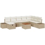 vidaXL Vrtni kavč set Set 9 Bež Ratan, Poliester Vrtni kavč set, (22065285) | Shoptok.si