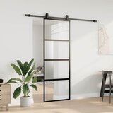  Klizna vrata s priborom crna 76 x 205 cm kaljeno staklo | shoptok.hr