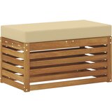  Vanjska stolica klupa s jastukom Prirodna 80 x 43 x 37 cm - Prirodno i bež 80 cm Zatvoren prostor za noge | shoptok.hr