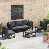  Sjedeća garnitura za vrt s jastukom 5 pcs Crna Aluminij | shoptok.hr