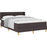  Postelja z vzmetnico Temno rjava in bela 140 x 200 cm blago, (5000127635) | Shoptok.si