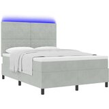 vidaXL Box Spring Postelja z Mattresom in LED Osvetlitvijo Svetlo Siva 140x200 cm Žamet | Shoptok.si