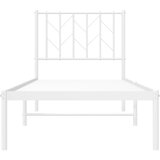  Metalni okvir krevet bez madraca s uzglavljem bijeli 75x190 cm | shoptok.hr
