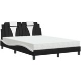  Postelja z vzmetnico črna in bela 120x200 cm umetno usnje | Shoptok.si