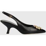 Tory Burch Kožne štikle 149150-006 boja: crna, s otvorenom petom | shoptok.hr