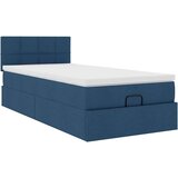 vidaXL Otomanski posteljni okvir z vzmetnico moder 90x190 cm blago, (21612014) | Shoptok.si