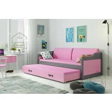 BMS Group Otroška postelja Dawid z dodatnim ležiščem - 90x200 cm - grafit/roza