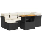  7-dijelni set vrtnih sofa od poliratana s jastucima crni Slike