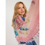 Fashion Hunters Light pink women's scarf with floral pattern cene