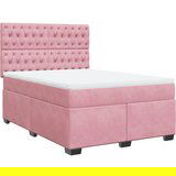 vidaXL Box spring postelja z vzmetnico roza 160x200 cm žamet, (21310747) | Shoptok.si