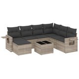 Maison Chic Seti vrtnega pohištva - Vrtna garnitura - Vrtni pohištvo set 8-delna z blazinami sv. siv poli ratan, (21798139) | Shoptok.si