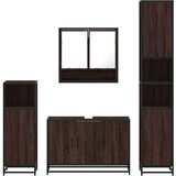  4-dijelni set kupaonskog namještaja boja smeđeg hrasta drveni | shoptok.hr