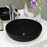 vidaXL Keramični umivalnik okrogle oblike črne barve 42x12 cm | Shoptok.si