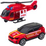 Lean Toys Gasilski tovornjak, vlečno vozilo, helikopter, avtomobilske luči, zvoki | Shoptok.si