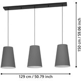 Eglo 390136 - visilica na sajli petrosa 3xE27/40W/230V siva | Eponuda.com