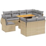 vidaXL Vrtna garnitura 9-delna z blazinami bež poli ratan, (21093506) | Shoptok.si