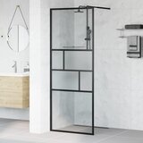 Zid za walk-in tuš Crna 80 x 195 x 0.5 cm Staklo i aluminij Cijene