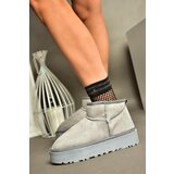 Fox Shoes R612033402 Gray Suede Women's Boots with a Pile Inner Thick Soled Ankle Boots | shoptok.hr