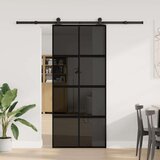  Drsna vrata z opremo 90x205 cm kaljeno steklo in aluminij | Shoptok.si
